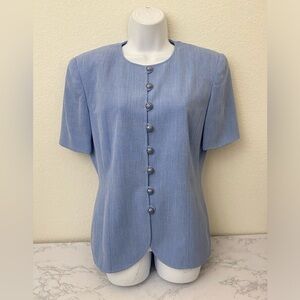Vtg Herbert Grossman Womens Suit Jacket Blue 12 Saks Fifth Avenue Lined USA​​​​